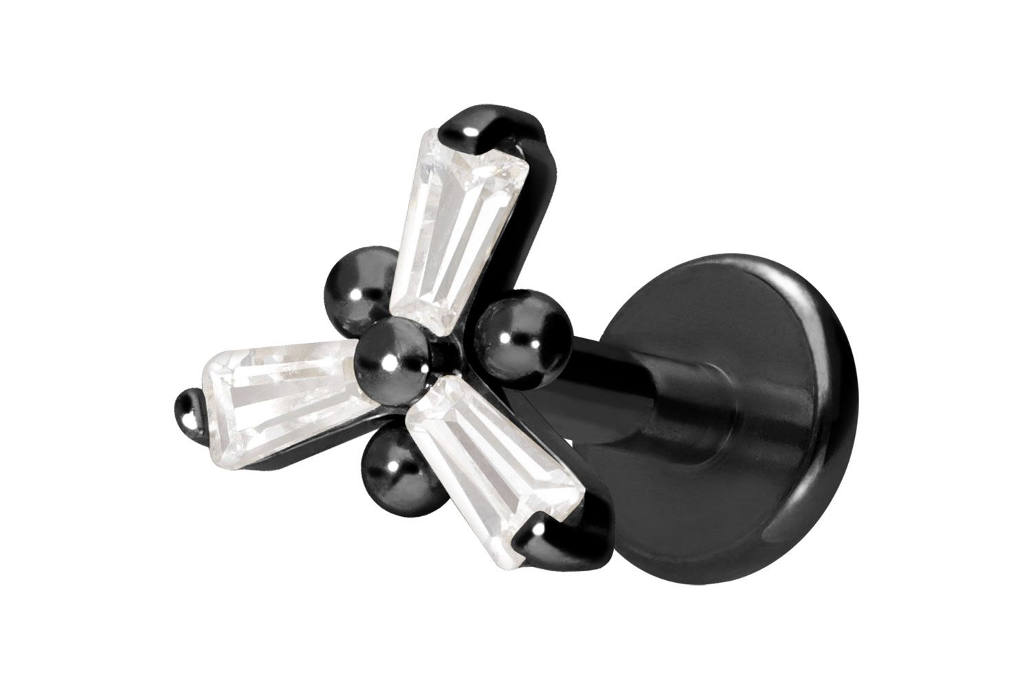 Titan Labret Piercing mit Innengewinde KRISTALLBLUME